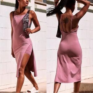 Free People Movement Hot Shot Midi Dress Pink Shorts Romper Large Active Hiking